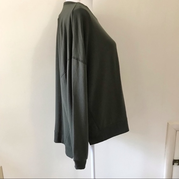 (A6) Nordstrom FOUND Los Angeles Olive Green Oversized Long Sleeve Shirt, Size L - Picture 2 of 6